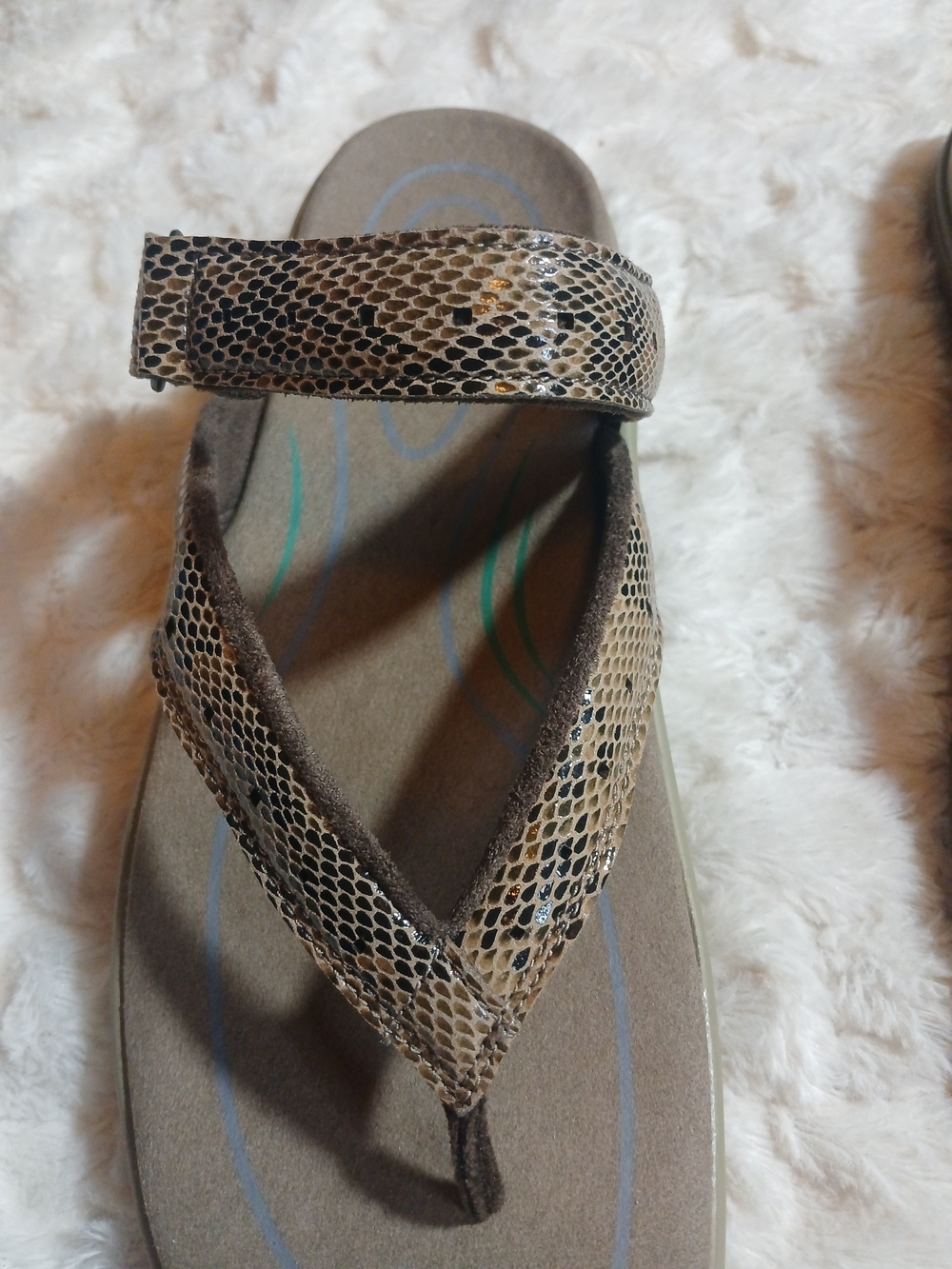 OrthoFeet Gaya Womens Snakeskin Print Brown Taupe Sandals Size 9B - Picture 10 of 11
